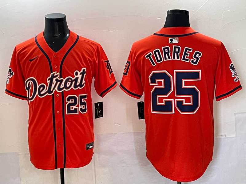 Men 2025 Detroit Tigers #25 Torres orange Game Nike MLB Jersey 03